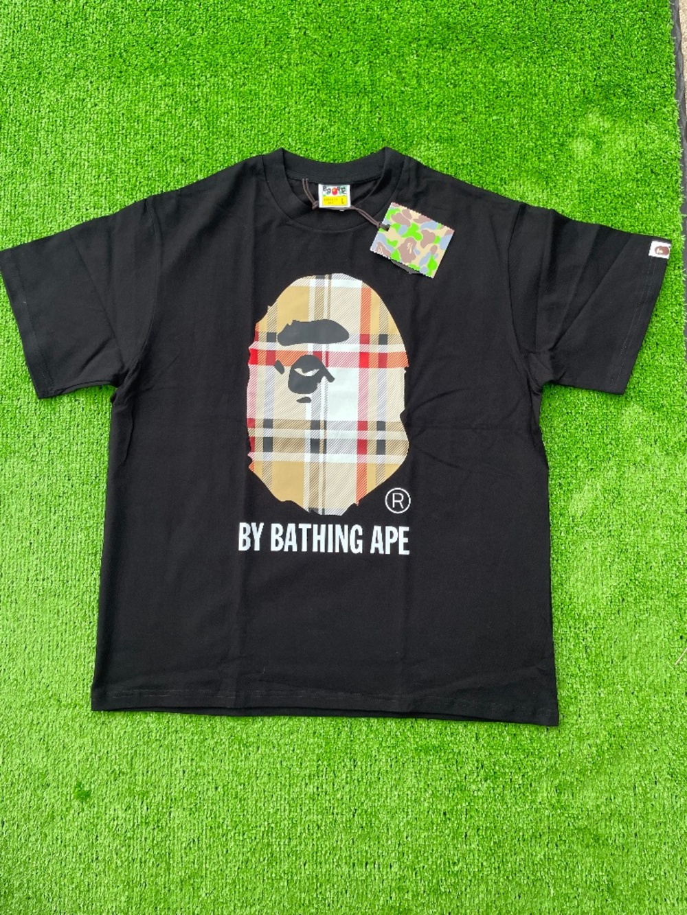 Bape X Burberry Black‎ T-Shirt with Iconic Ape Graphic